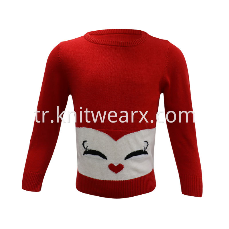 Girl's Knitted Happy Smile Jacquard Sweaters Cute Long Sleeves Pullover Top